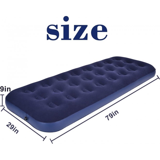 RAPTAVIS Single Size Air Mattress Inflatable Bed, Blow Up Mattress Camping Sleeping Pad