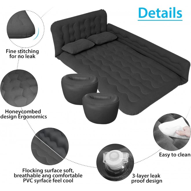 ISWEES Car Air Mattress,SUV Air Mattress, SUV Inflatable Car Bed for Back Seat Sleepping