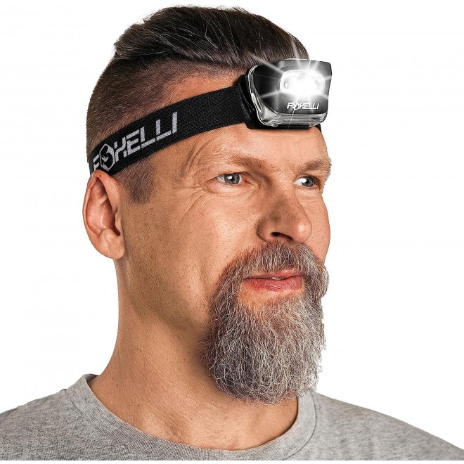 Foxelli LED Headlamp Flashlight for Adults & Kids, Running, Camping