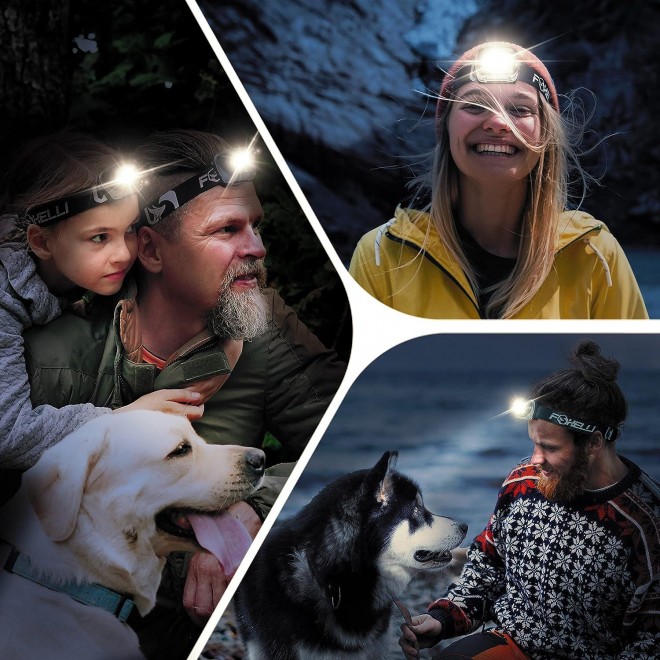 Foxelli LED Headlamp Flashlight for Adults & Kids, Running, Camping