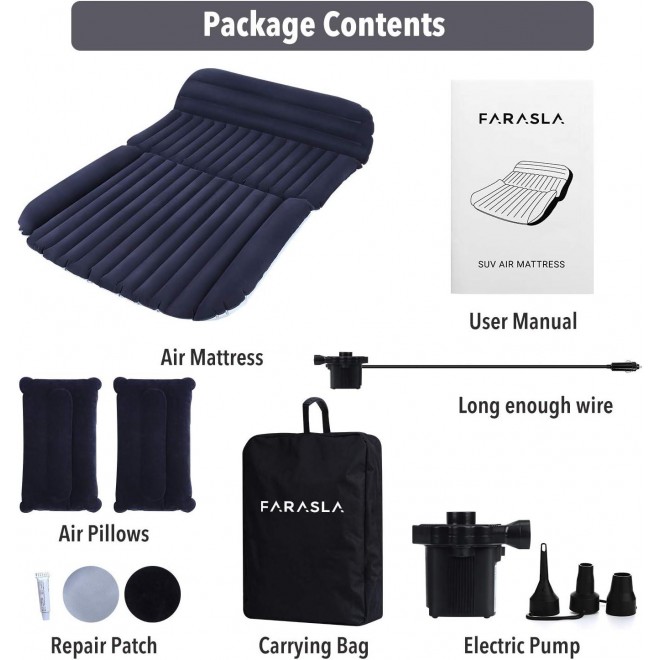 Farasla SUV Air Mattress For Car Camping, Travel Mattress With Inflatable Pillows