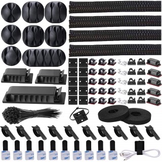 N NOROCME 192 PCS Cable Management Kit 4 Wire Organizer Sleeve,11 Cable Holder