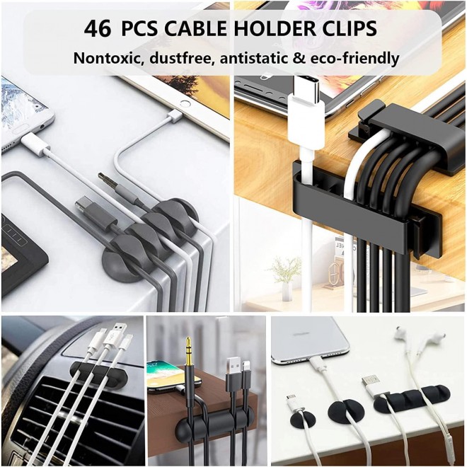 N NOROCME 192 PCS Cable Management Kit 4 Wire Organizer Sleeve,11 Cable Holder