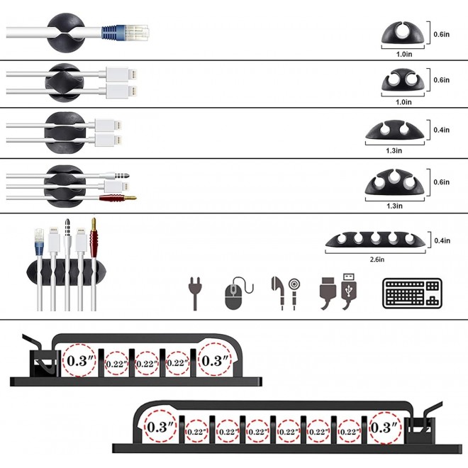 N NOROCME 192 PCS Cable Management Kit 4 Wire Organizer Sleeve,11 Cable Holder