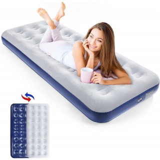 QDH Camping Air Mattress Inflatable Air Bed Flocked Surface Travel Bed Sleeping Pad Air Bed