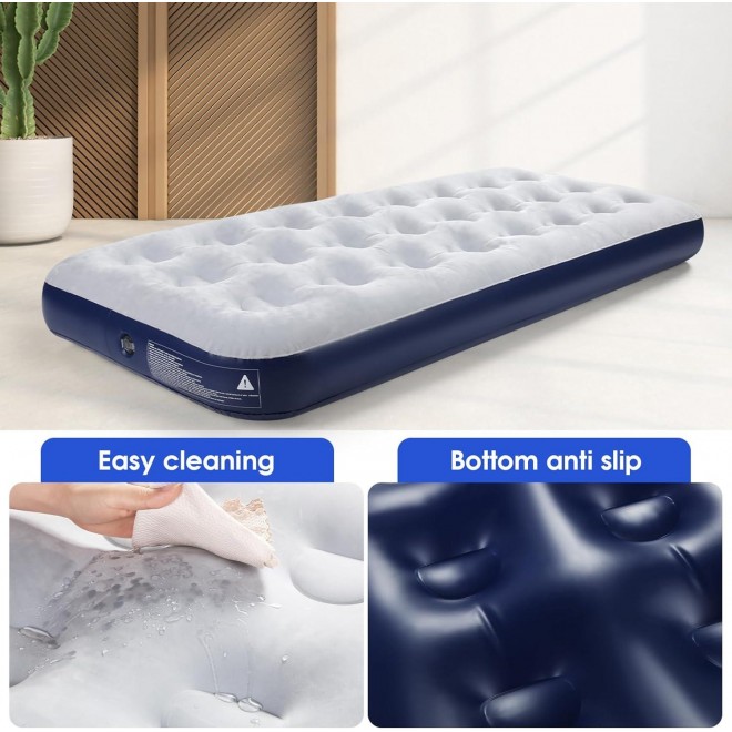 QDH Camping Air Mattress Inflatable Air Bed Flocked Surface Travel Bed Sleeping Pad Air Bed