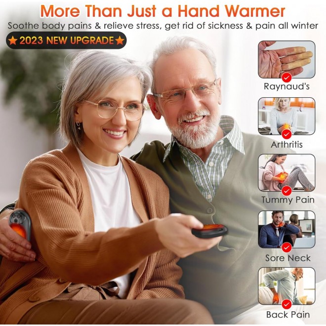 2 Pack Electric Hand Warmers Rechargeable: 6000mAh Mini Pocket Hot Handwarmers