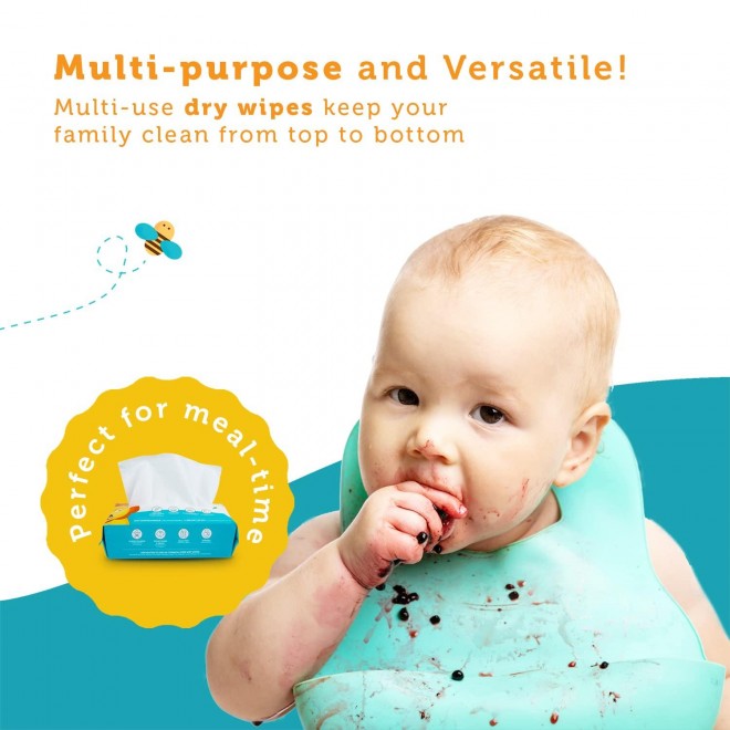 100% Pure Cotton Dry Wipes |Use Wet or Dry | Soft & Sensitive