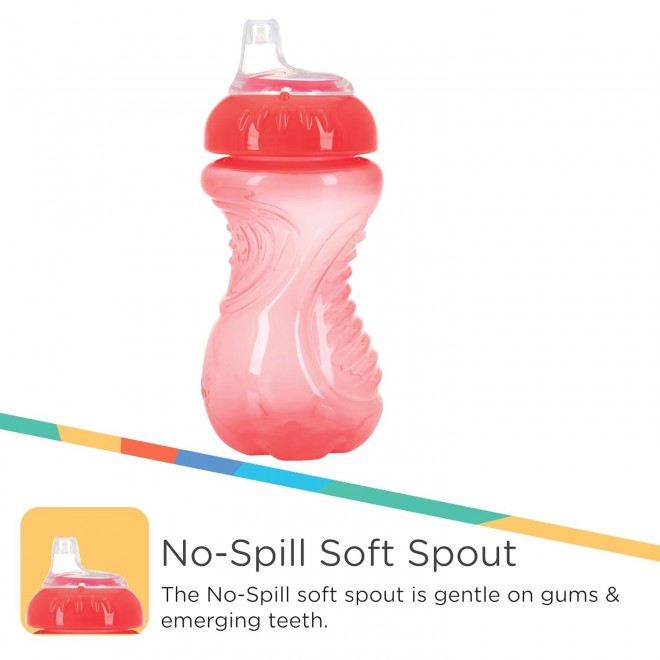 Nuby 3-Pack No-Spill Soft Spout Easy Grip Cup, 10oz, 3 PK