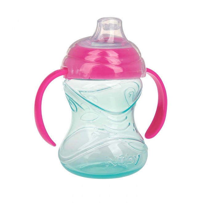 Nuby 3 Piece No-Spill Grip N’ Sip Cup with Silicone Soft Flex Spout