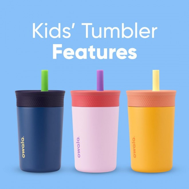 Kids Insulation Stainless Steel Tumbler with Resistant Flexible Straw