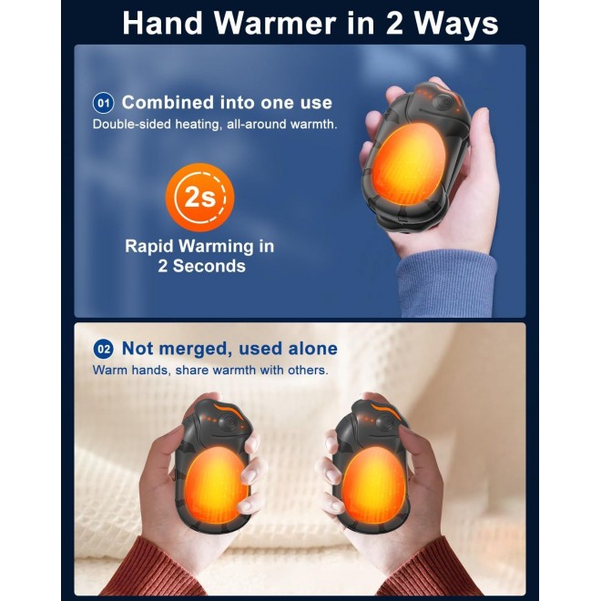 Hand Warmers Rechargeable, 2 Pack 6000mAh Electric Portable Pocket Heater