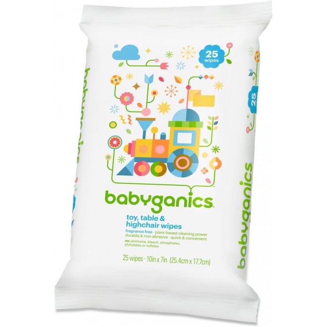 Babyganics Toy and Table Wipes, 25 ct, Quick & Convenient