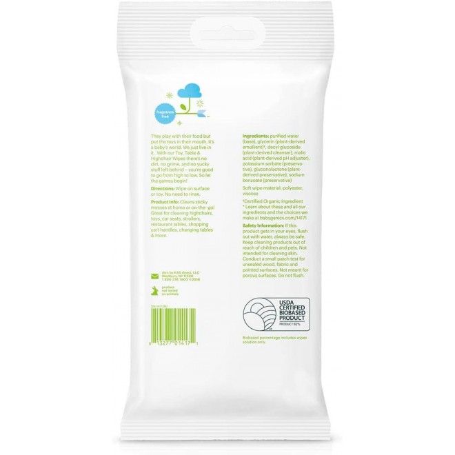 Babyganics Toy and Table Wipes, 25 ct, Quick & Convenient