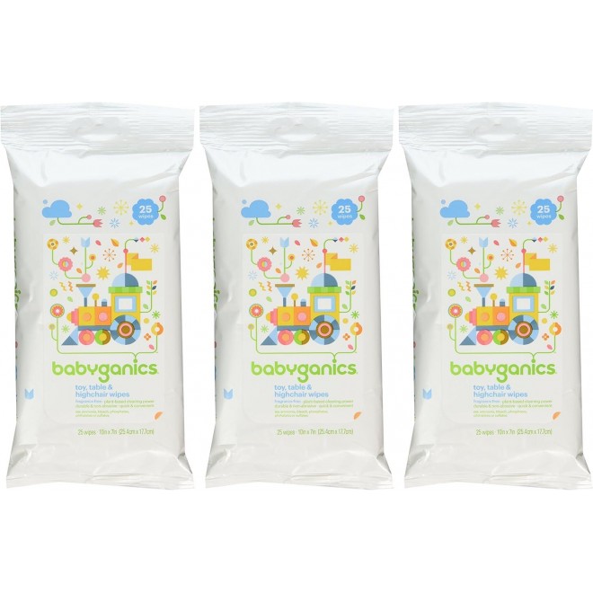 Babyganics Toy and Table Wipes, 25 ct, Quick & Convenient