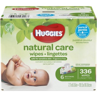 HUGGIES Natural Care Unscented Baby Wipes, Sensitive, 6 Flip-top Packs