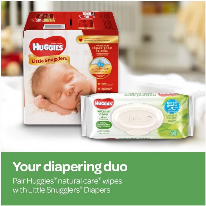 HUGGIES Natural Care Unscented Baby Wipes, Sensitive, 6 Flip-top Packs