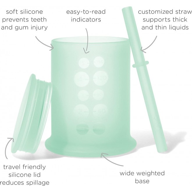 Olababy Silicone Training Cup with Straw Lid-Babies Water Drinking Cup