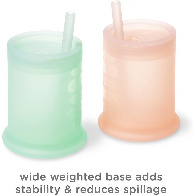 Olababy Silicone Training Cup with Straw Lid-Babies Water Drinking Cup