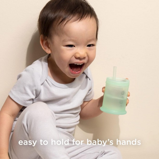 Olababy Silicone Training Cup with Straw Lid-Babies Water Drinking Cup