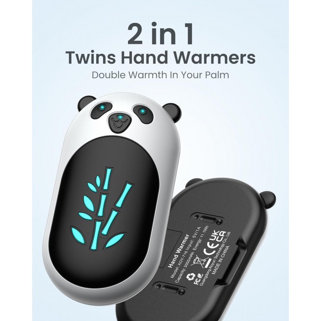 Hand Warmers Rechargeable 2 Pack, 6000mAh Electric Hand Warmer Reusable