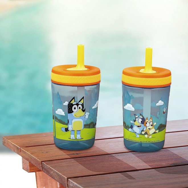 15oz Tumbler Set, BPA-Free Leak-Proof Screw-On Lid with Straw Made