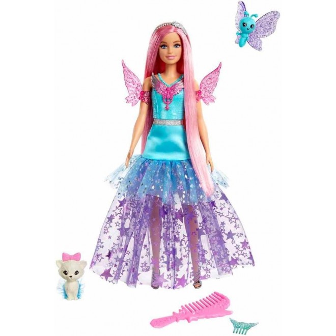 Barbie Doll with 2 Fantasy Pets & Dress, Barbie Malibu” Doll from Barbie A Touch of Magic, 7-inch Long Hair