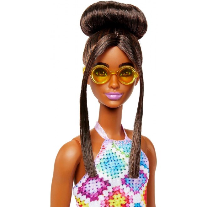 Barbie Fashionistas Doll , Wearing Colorful Crochet Halter Dress