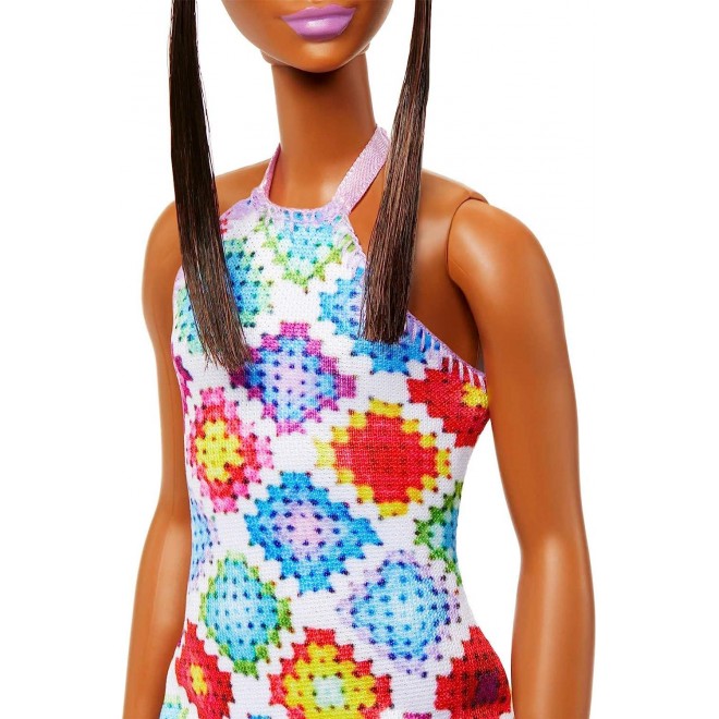 Barbie Fashionistas Doll , Wearing Colorful Crochet Halter Dress