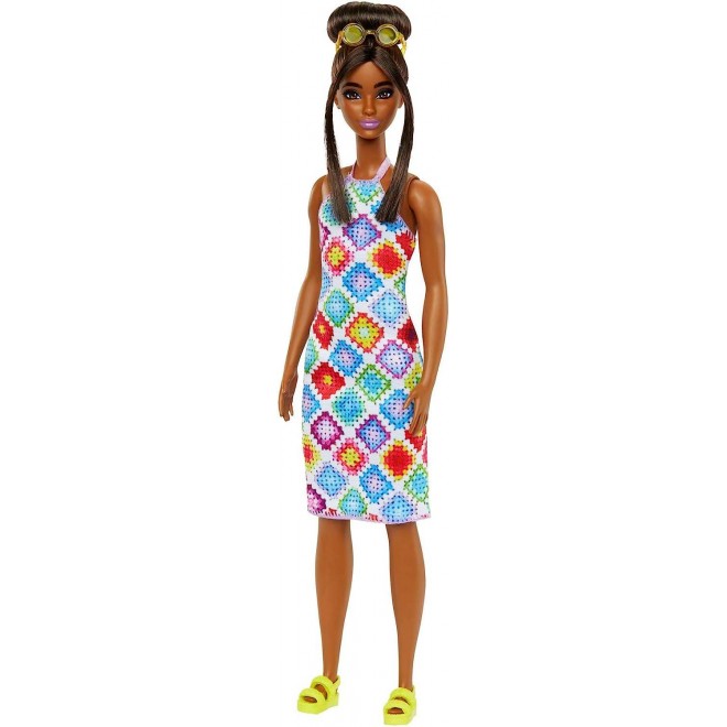 Barbie Fashionistas Doll , Wearing Colorful Crochet Halter Dress