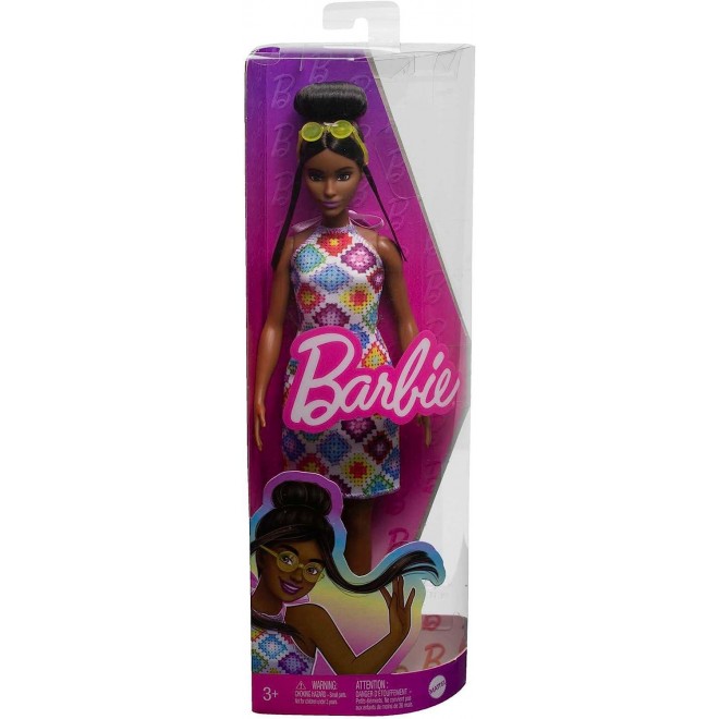 Barbie Fashionistas Doll , Wearing Colorful Crochet Halter Dress