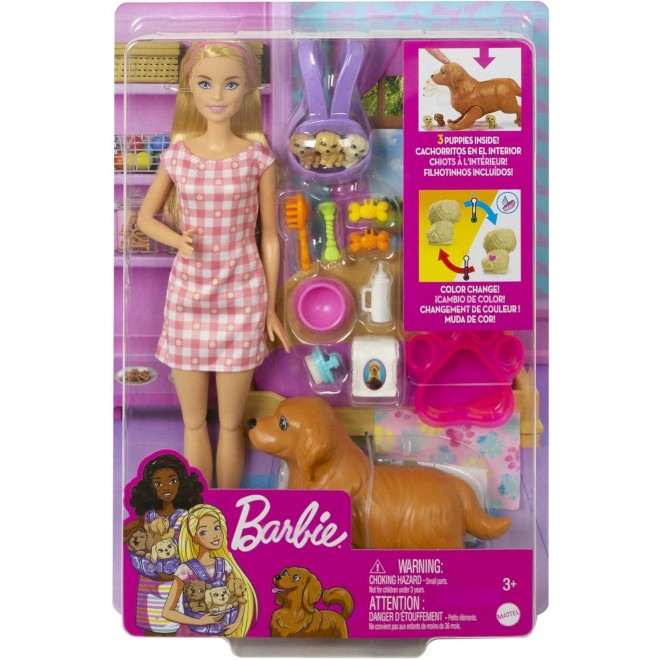 Barbie Doll and Accessories Playset with Blonde Doll, Mommy Dog