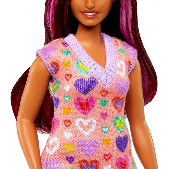 Barbie Fashionistas Doll with a Heart-Print Sweater Dress, Sunglasses