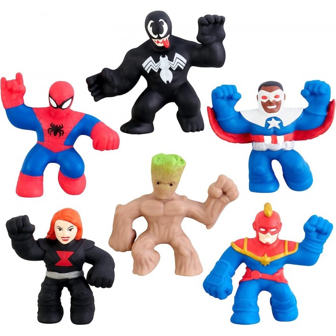 Heroes of Goo Jit Zu Marvel Minis - Mega 6 Pack. 6 Squishy, Stretchy