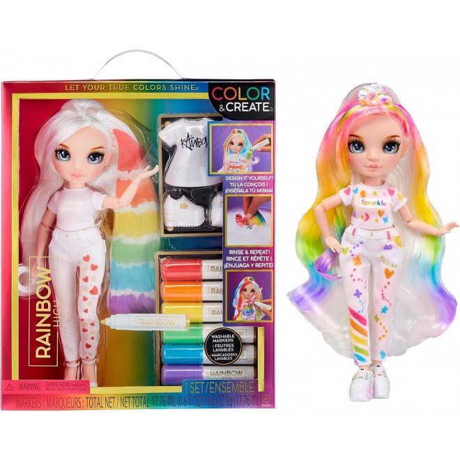 Create Fashion DIY Doll with Washable Rainbow Markers, Creative 4-12+