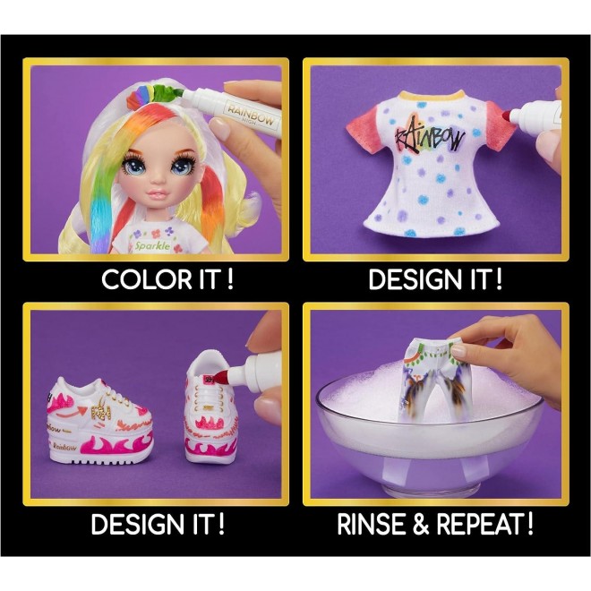 Create Fashion DIY Doll with Washable Rainbow Markers, Creative 4-12+