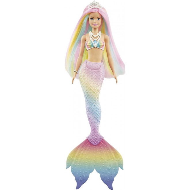 Barbie Dreamtopia Doll, Rainbow Magic Mermaid with Rainbow Hair and Blue Eyes, Water-Activated Color-Change Feature