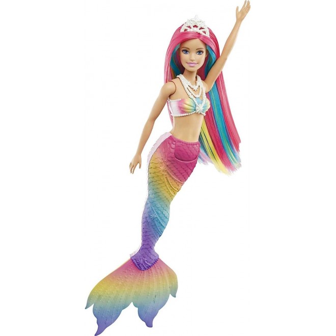 Barbie Dreamtopia Doll, Rainbow Magic Mermaid with Rainbow Hair and Blue Eyes, Water-Activated Color-Change Feature