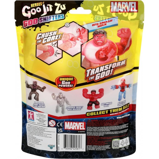 Heroes of Goo Jit Zu Goo Shifters Marvel Stretchy Hero Red Smash Hulk