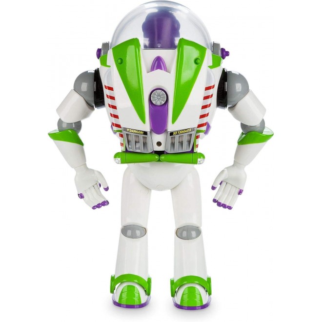 DISNEY Store Official Buzz Lightyear Interactive Talking Action Figure from Toy Story, 11 inch, Features 10+ English Phrases, Interacts with Other Figures and Toys, Light-Beam Features, Ages 3+