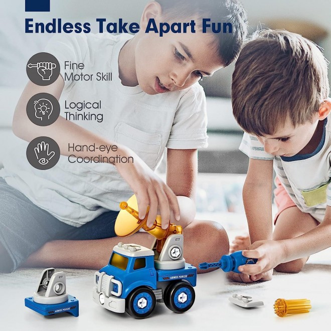 5 Year Old Boy Toys - 5in1 STEM Toys for Boys 5-7, Take Apart Trucks