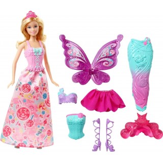 Barbie Doll with 3 Fantasy Outfits&Accessories, Including Mermaid Tail