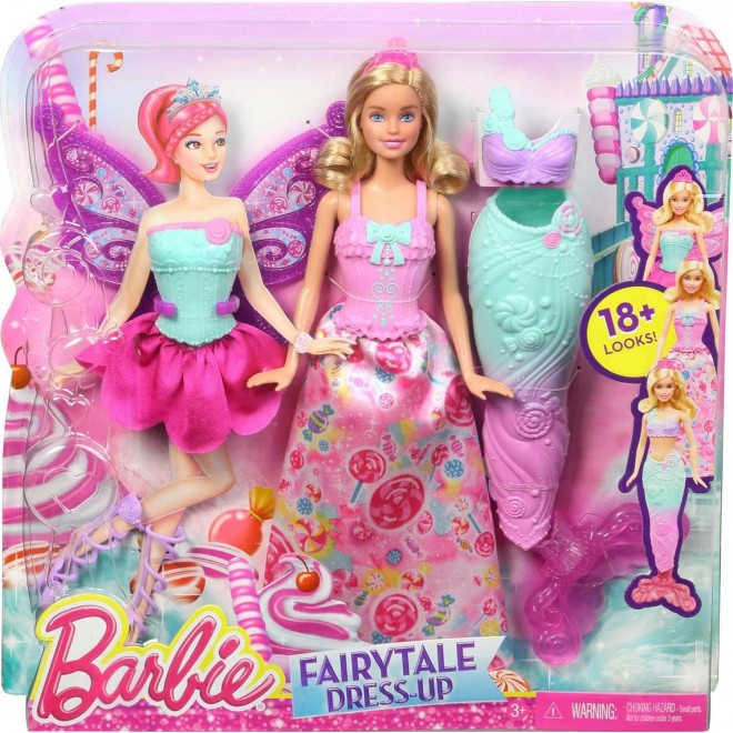 Barbie Doll with 3 Fantasy Outfits&Accessories, Including Mermaid Tail