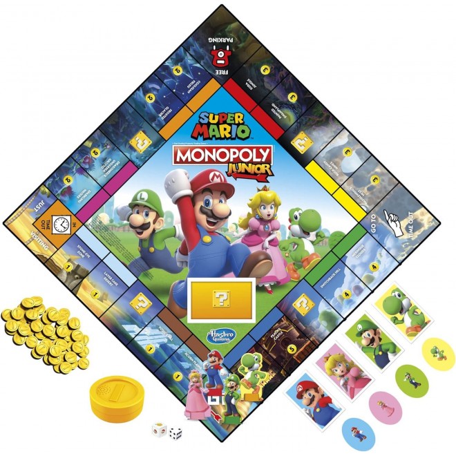 Monopoly Junior Super Mario Edition Board Game,Fun Kids' Ages 5 and Up