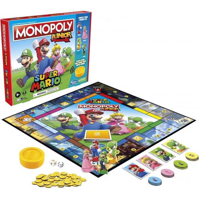 Monopoly Junior Super Mario Edition Board Game,Fun Kids' Ages 5 and Up