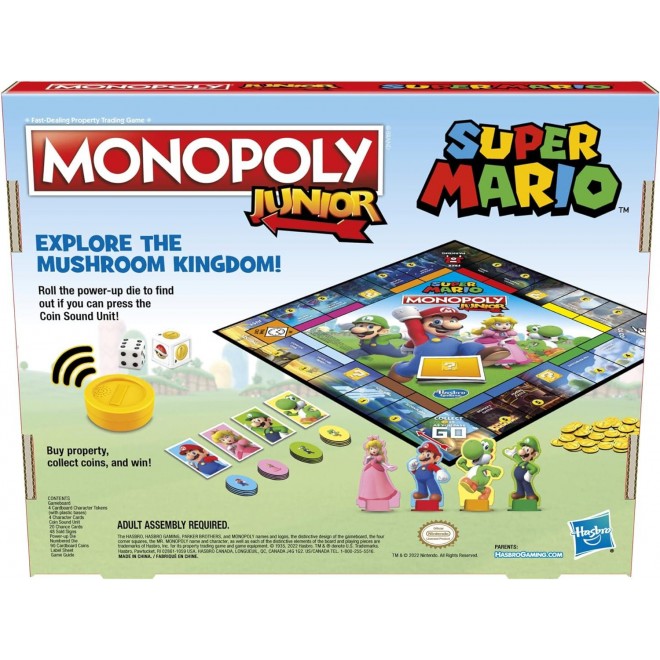 Monopoly Junior Super Mario Edition Board Game,Fun Kids' Ages 5 and Up