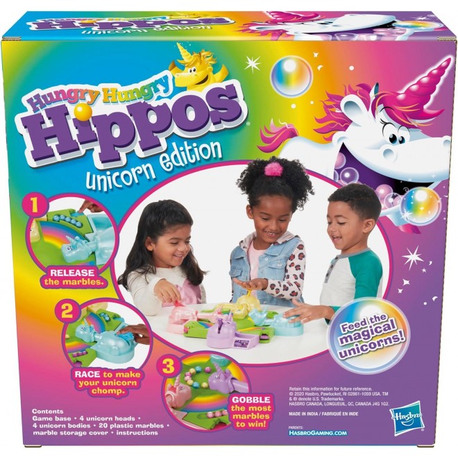 Hasbro Gaming Hungry Hippos Unicorn Edition Pre-School Board Game