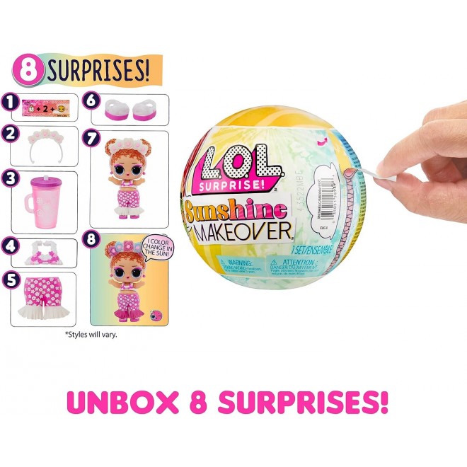 L.O.L. Surprise! Sunshine Makeover with 8 Surprises, UV Color Change