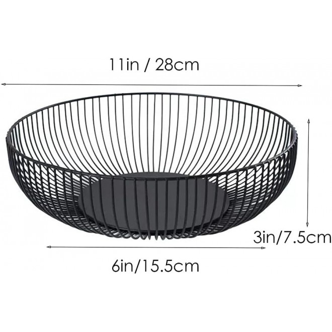 Metal Wire Countertop Fruit Bowl Basket Holder for Kitchen | Black Mod