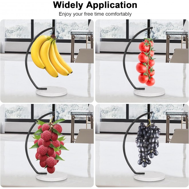 Banana Holder with Marble Base, Metal Banana Hanger Modern Tree Stand